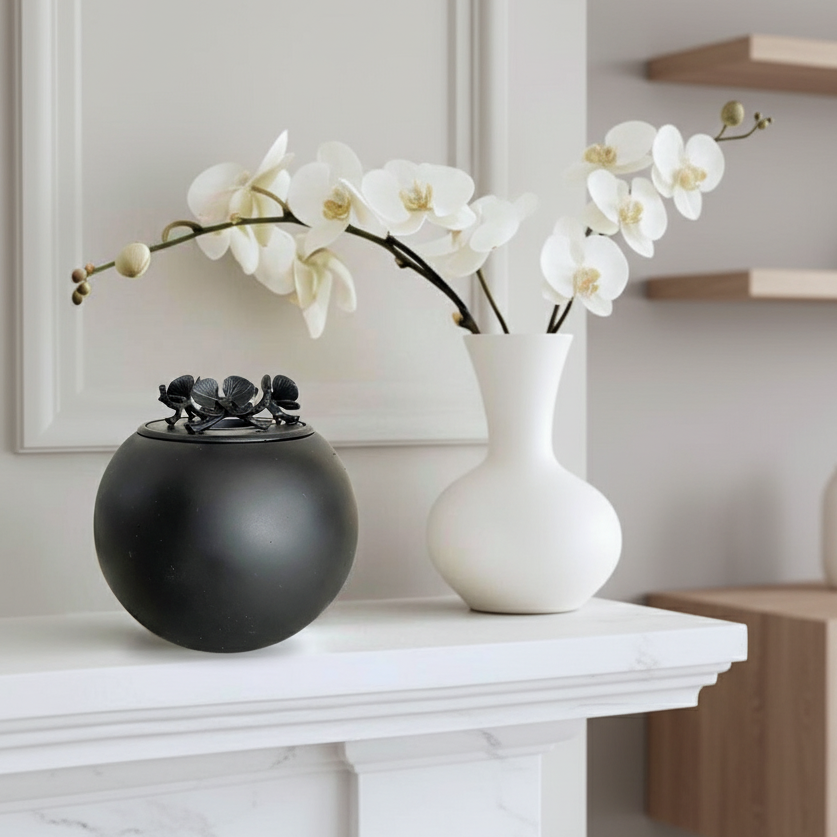 Orchid Urn for Loved ones [Keepsake Size] Handmade - NOIR