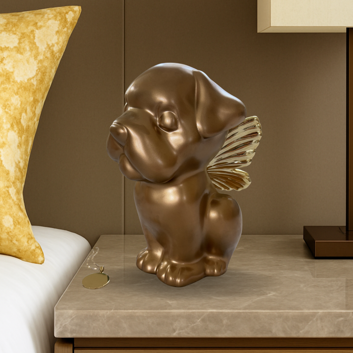 Bully Angel Dog Urn - Gold (Great for all bully breeds: Frenchies, Pugs, Boston terriers, Pit bulls, Boxers, and Bulldogs)