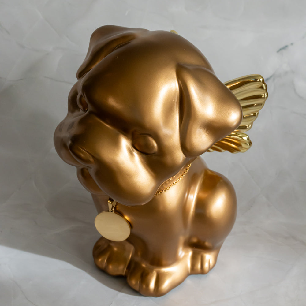 Bully Angel Dog Urn - Gold (Great for all bully breeds: Frenchies, Pugs, Boston terriers, Pit bulls, Boxers, and Bulldogs)