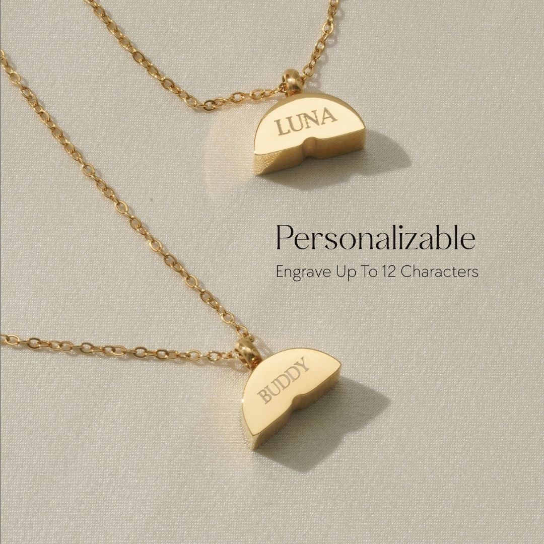 Rainbow Bridge Cremation Necklace for Dog Pet Ashes Gold