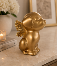 Handmade Dog Angel Urn - Gold