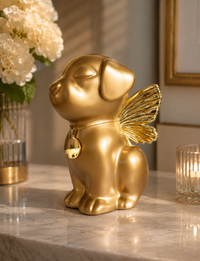 Handmade Dog Angel Urn - Gold