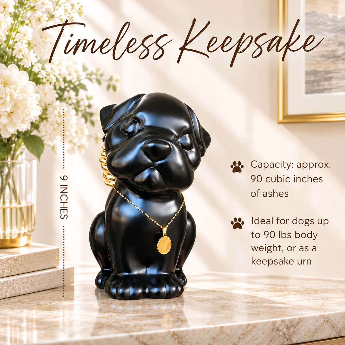 Bully Angel Dog Urn for Ashes with Wings