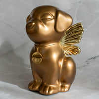 Retriever Angel Dog Urn - Gold