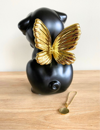 Retriever Angel Dog Urn - Onyx with Gold Wings [PRE-ORDER]