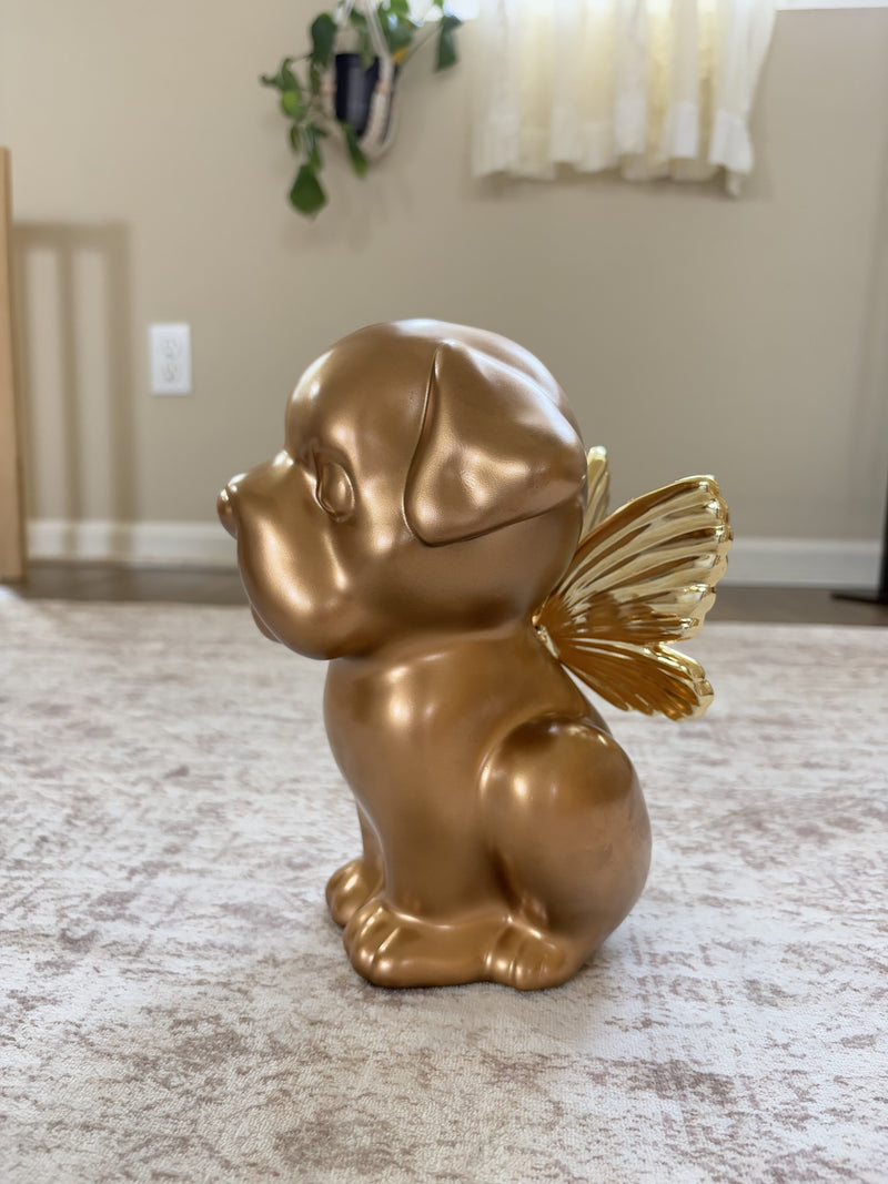 Bully Angel Dog Urn - Gold (Great for all bully breeds: Frenchies, Pugs, Boston terriers, Pit bulls, Boxers, and Bulldogs)