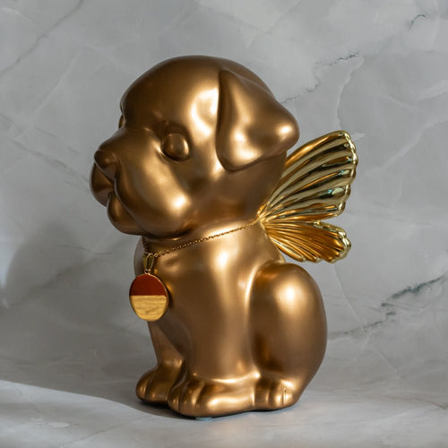 Bully Angel Dog Urn - Gold (Great for all bully breeds: Frenchies, Pugs, Boston terriers, Pit bulls, Boxers, and Bulldogs) - GNight Fetcher