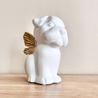 Bully Angel Dog Urn - White with Gold Wings (Great for all bully breeds: Frenchies, Pugs, Boston terriers, Pit bulls, Boxers, and Bulldogs) - GNight Fetcher
