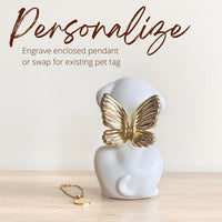 Bully Angel Dog Urn - White with Gold Wings (Great for all bully breeds: Frenchies, Pugs, Boston terriers, Pit bulls, Boxers, and Bulldogs) - GNight Fetcher