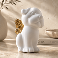 Bully Angel Dog Urn - White with Gold Wings (Great for all bully breeds: Frenchies, Pugs, Boston terriers, Pit bulls, Boxers, and Bulldogs) - GNight Fetcher