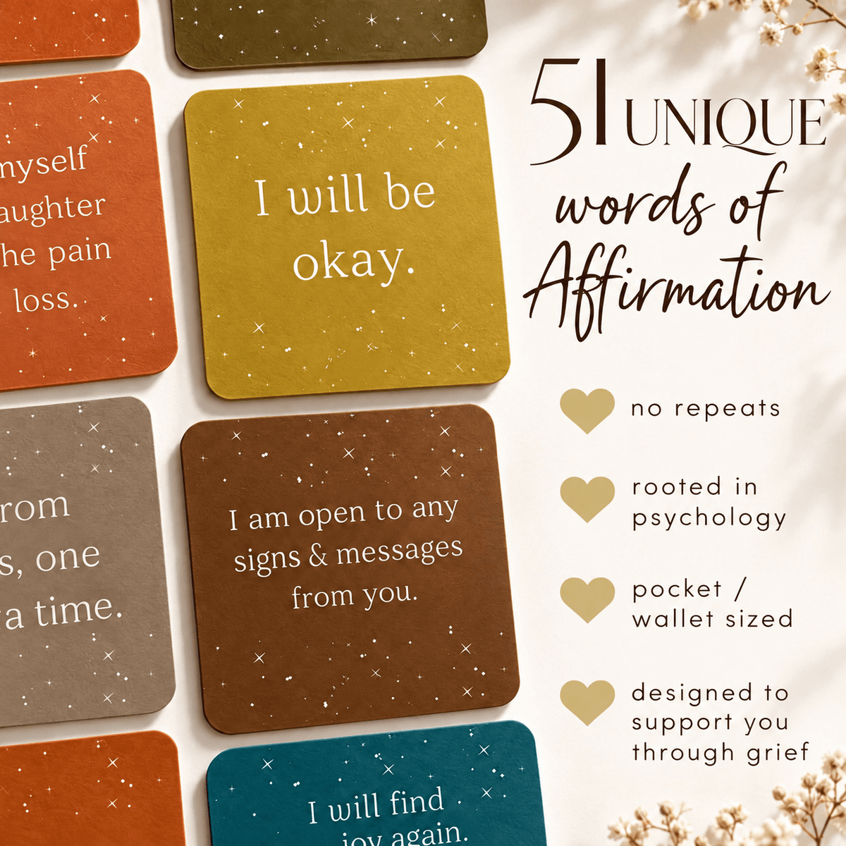 Grief Affirmation Cards for Loss of a Loved One – 51 Messages - GNight Fetcher