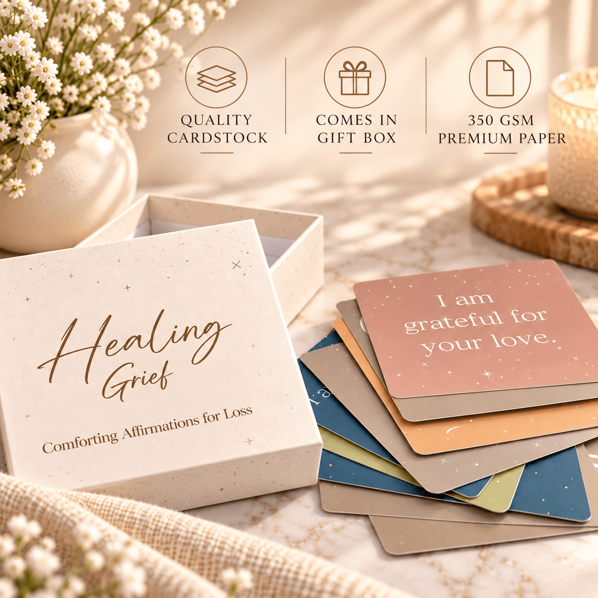 Grief Affirmation Cards for Loss of a Loved One – 51 Messages - GNight Fetcher