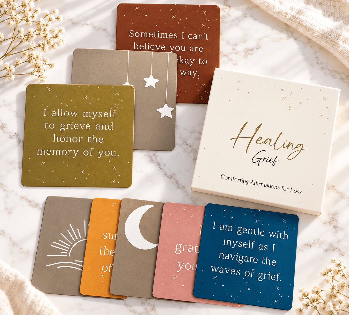 Grief Affirmation Cards for Loss of a Loved One – 51 Messages - GNight Fetcher