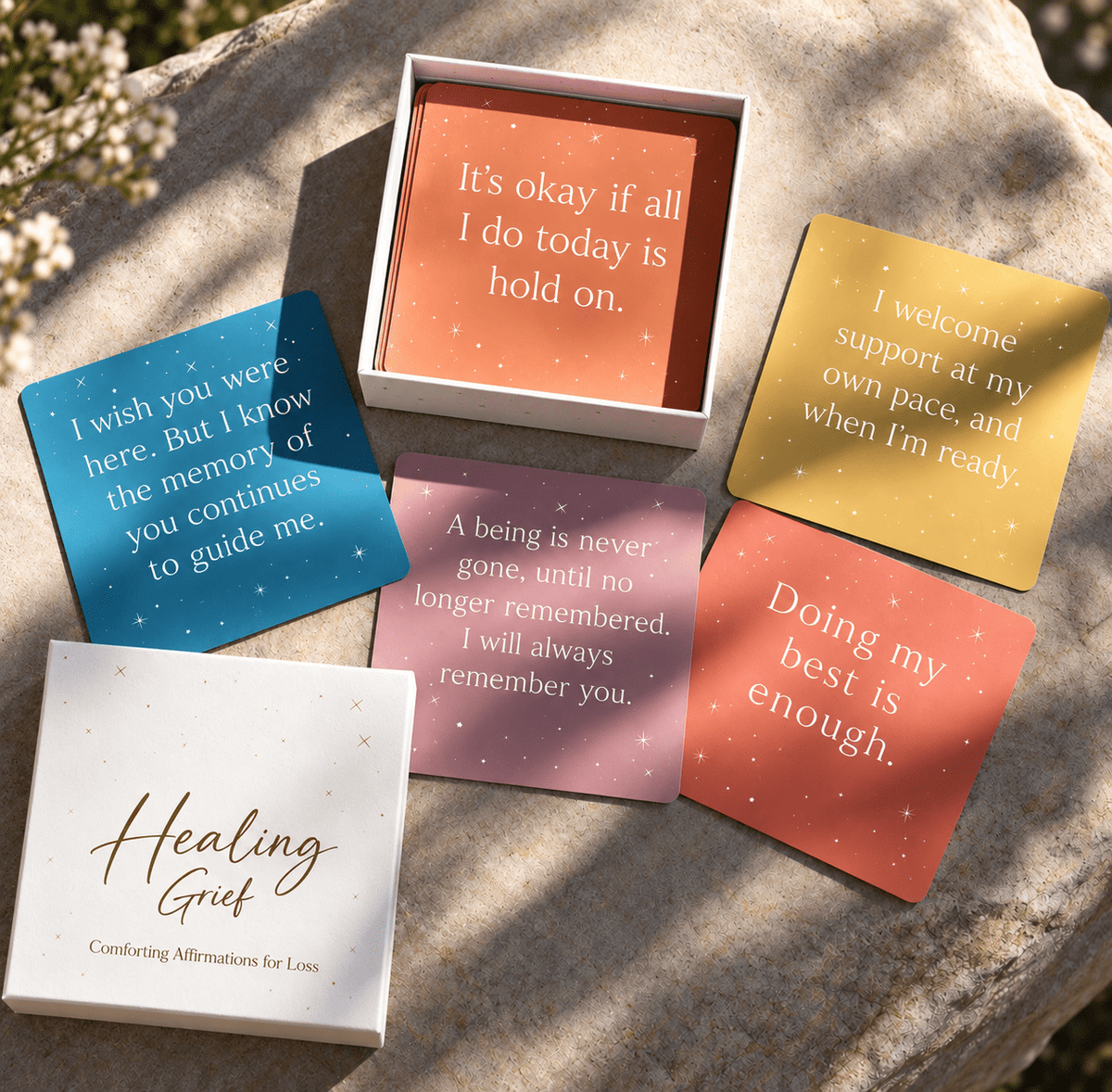 Grief Affirmation Cards for Loss of a Loved One – 51 Messages - GNight Fetcher