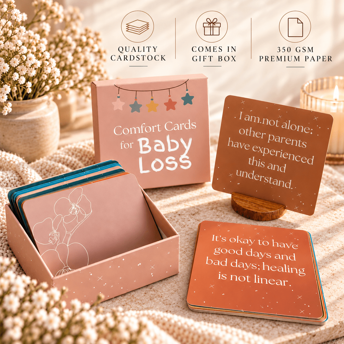 Grief Comfort Cards for Child Loss or Miscarriage - 51 Grief Affirmations - GNight Fetcher