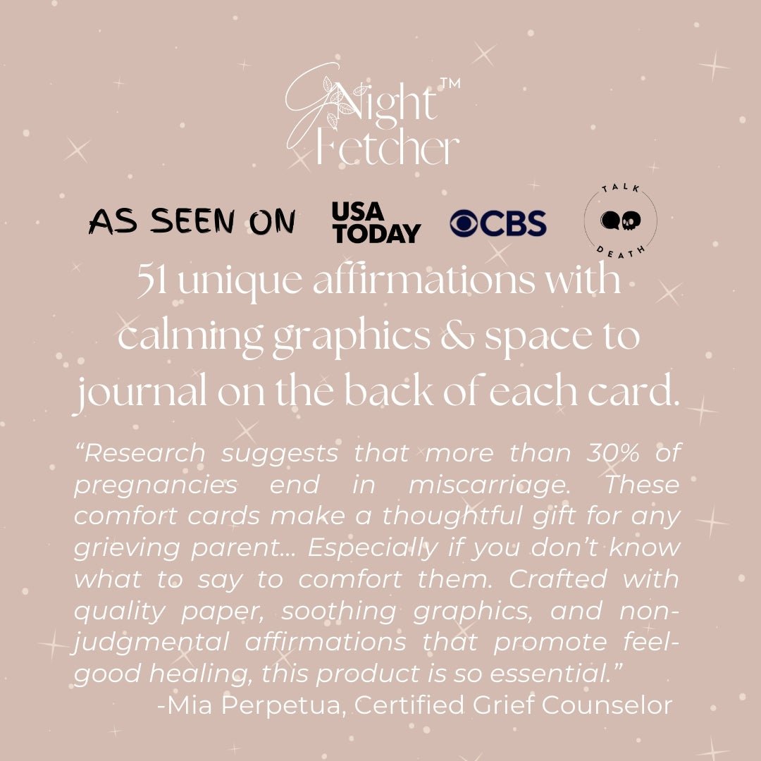 Grief Comfort Cards for Child Loss or Miscarriage - 51 Grief Affirmations - GNight Fetcher