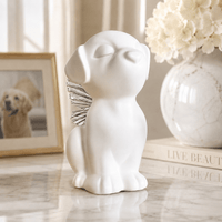 Handmade Angel Dog Urn for Ashes with Wings | Customizable 18K Gold/Silver Pendant - GNight Fetcher