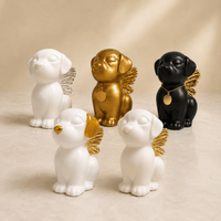 Handmade Angel Dog Urn for Ashes with Wings | Customizable 18K Gold/Silver Pendant - GNight Fetcher
