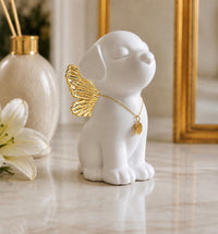 Handmade Angel Dog Urn for Ashes with Wings | Customizable 18K Gold/Silver Pendant - GNight Fetcher