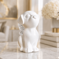 Handmade Angel Dog Urn for Ashes with Wings | Customizable 18K Gold/Silver Pendant - GNight Fetcher