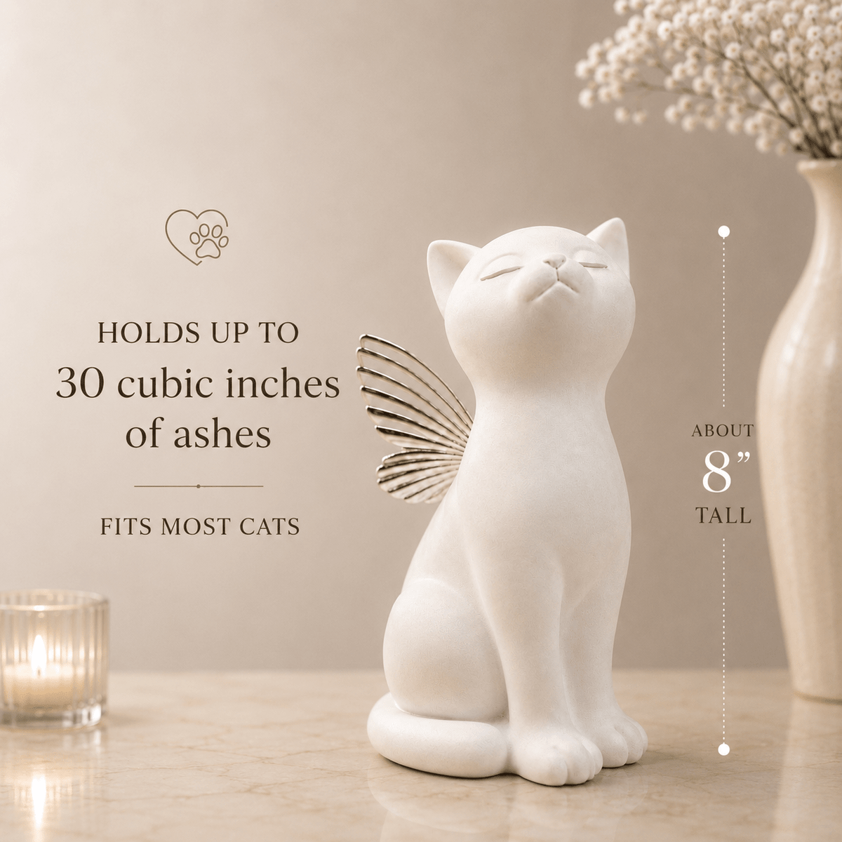 Handmade Cat Angel Urn with 18K Gold Pendant [PRE-ORDER] - GNight Fetcher