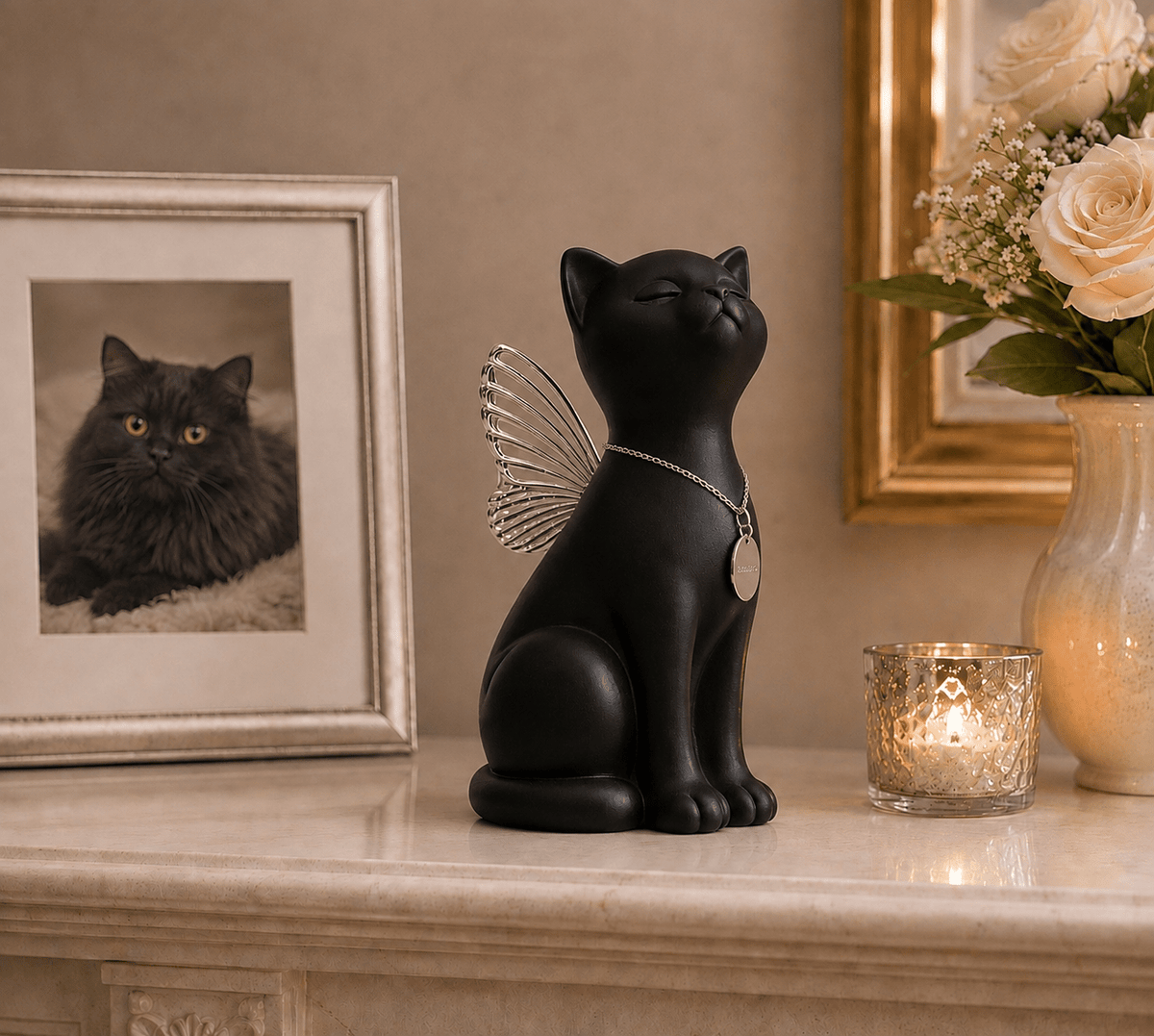 Handmade Cat Angel Urn with 18K Gold Pendant [PRE-ORDER] - GNight Fetcher