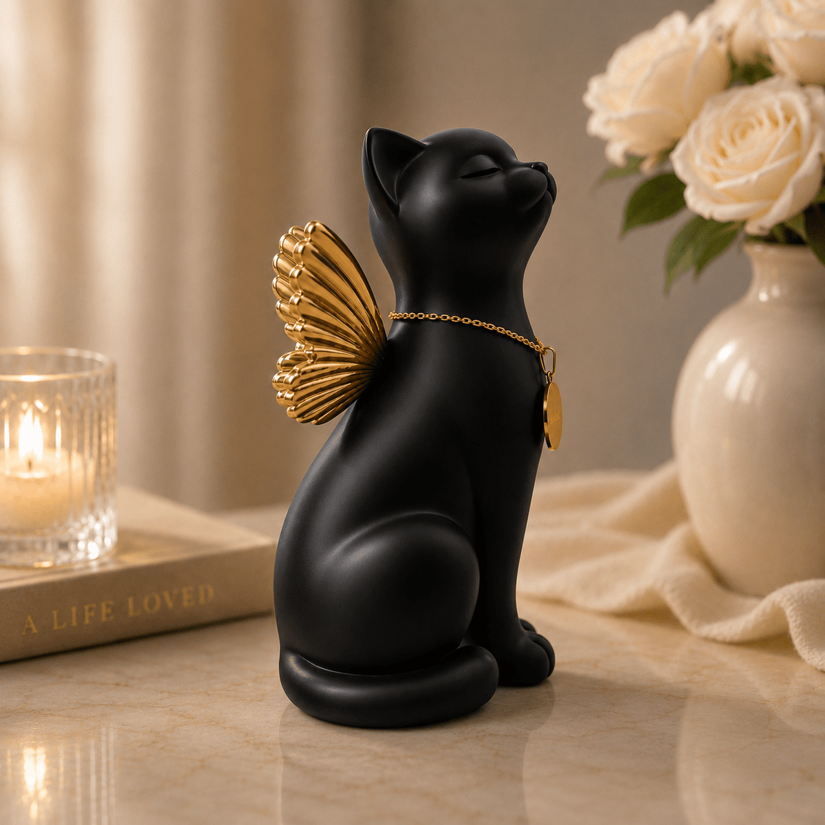 Handmade Cat Angel Urn with 18K Gold Pendant [PRE-ORDER] - GNight Fetcher