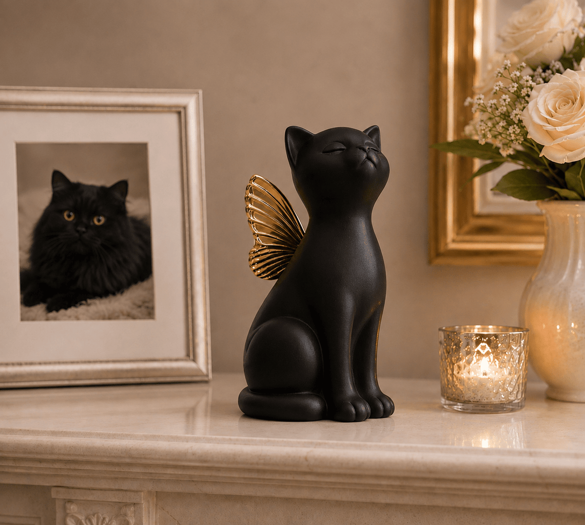 Handmade Cat Angel Urn with 18K Gold Pendant [PRE-ORDER] - GNight Fetcher