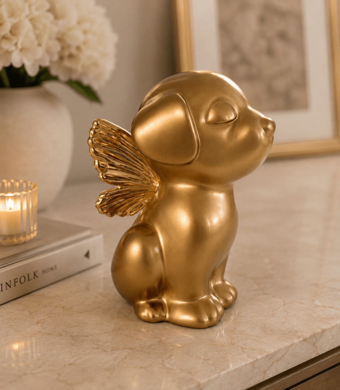 Handmade Dog Angel Urn - Gold - GNight Fetcher