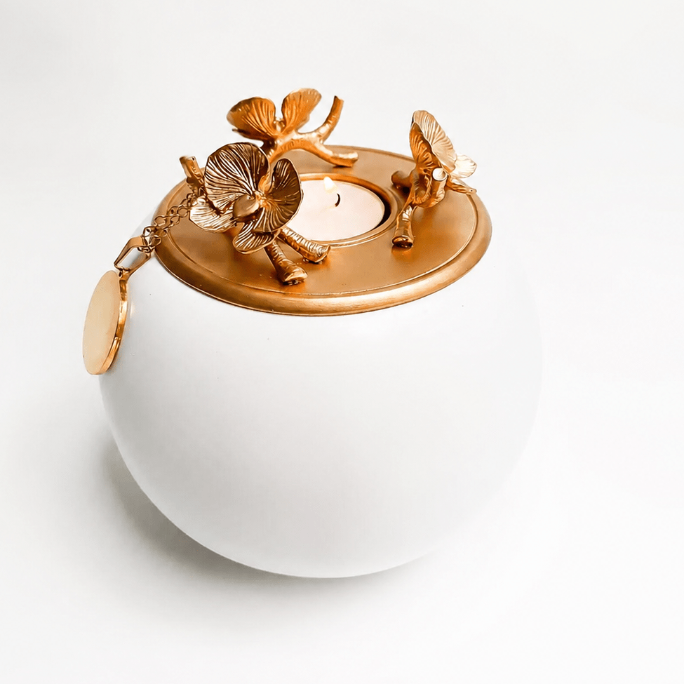 Handmade Keepsake Urn for Human Ashes | with Tealight & 18K Gold/Silver Pendant - GNight Fetcher