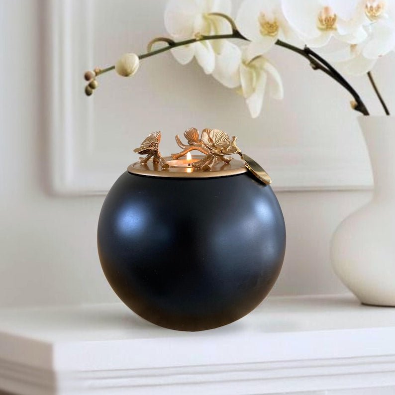Handmade Keepsake Urn for Human Ashes | with Tealight & 18K Gold/Silver Pendant - GNight Fetcher