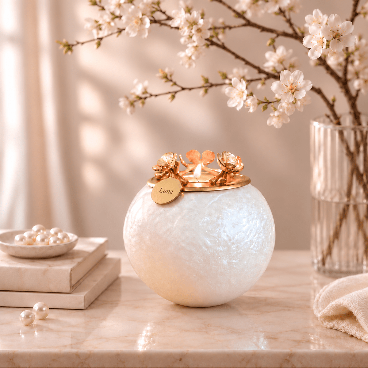 Handmade Pet Urn for Dog & Cat Ashes | with Tealight & 18K Gold/Silver Pendant - GNight Fetcher