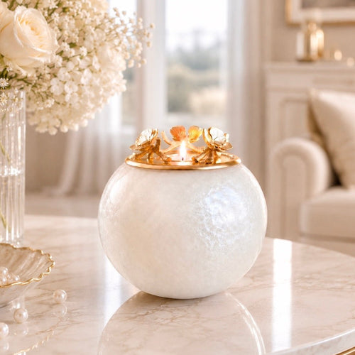 Mother of Pearl Pet Urn for Dog & Cat Ashes - with Tealight - GNight Fetcher