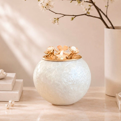 Mother of Pearl Pet Urn for Dog & Cat Ashes - with Tealight - GNight Fetcher