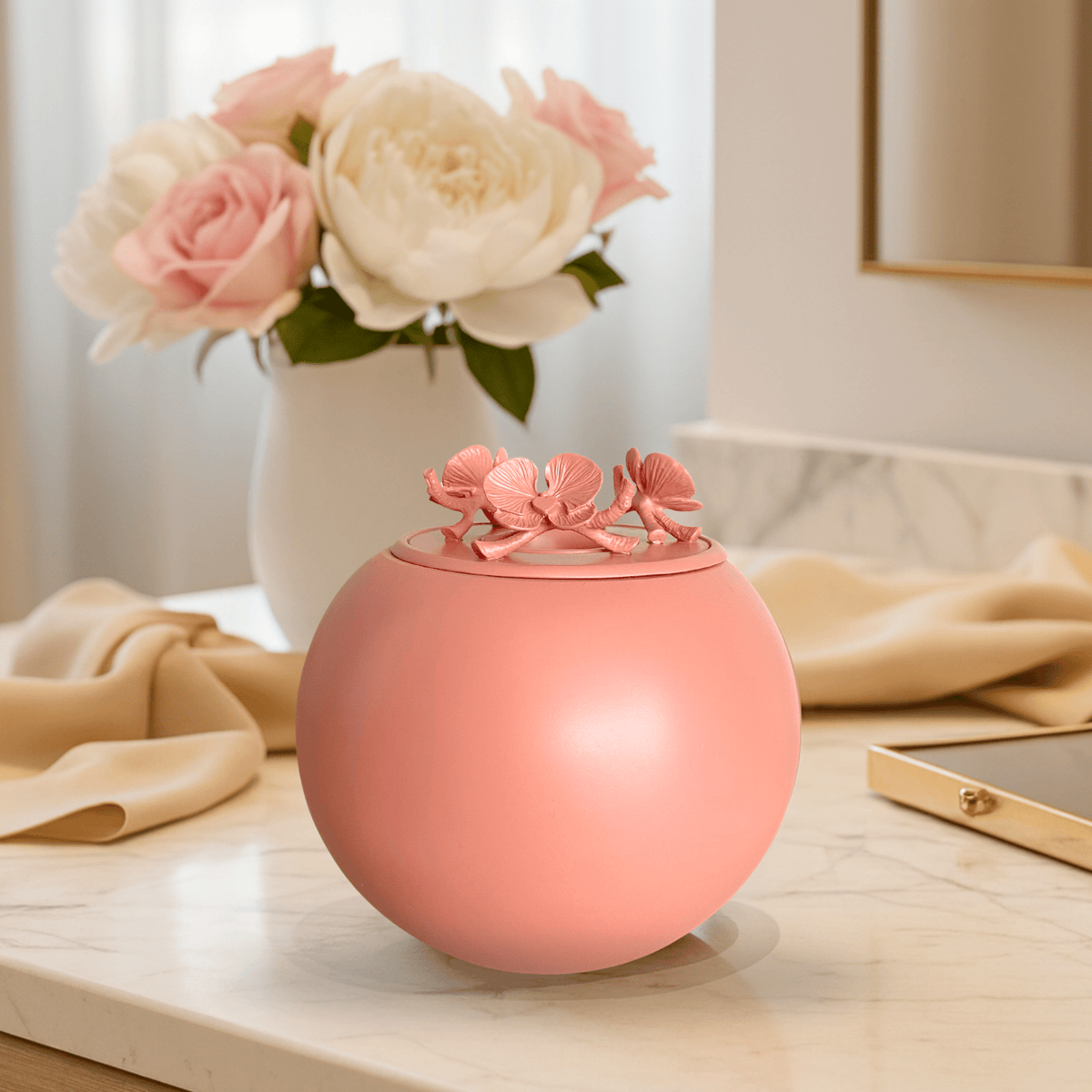 Orchid Urn for Dog & Pet Ashes - Handmade [CORAL] - GNight Fetcher
