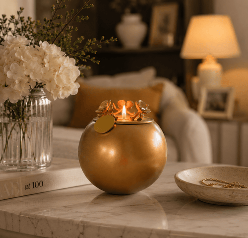 Orchid Urn for Loved ones [Keepsake Size] Handmade - GOLD - GNight Fetcher