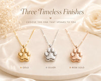 Paw Print Cremation Necklace for Dog & Pet Ashes [18K Gold, Silver, Rose] - GNight Fetcher