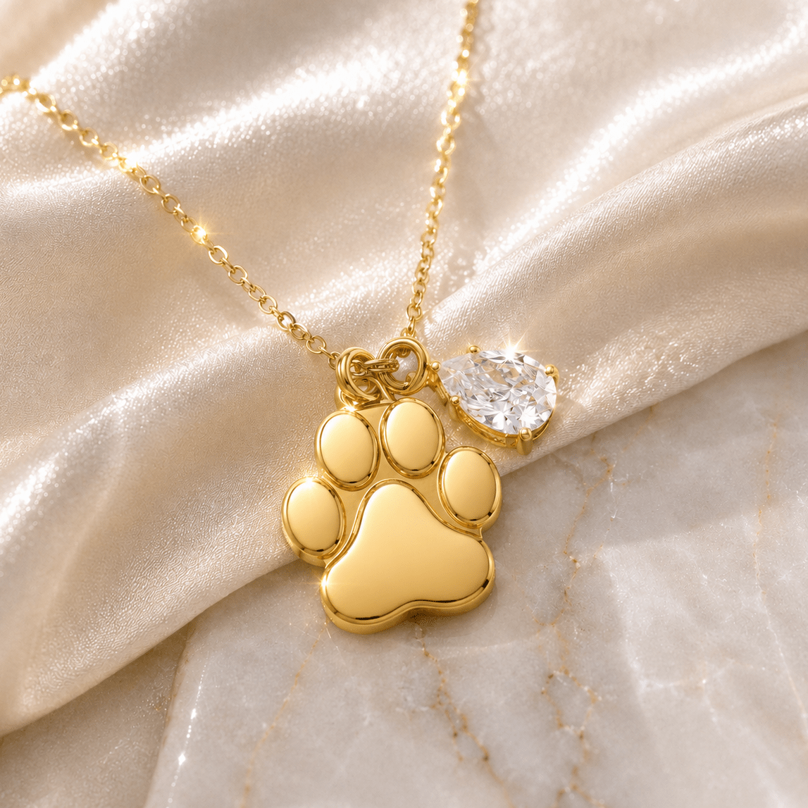 Paw Print Cremation Necklace for Dog & Pet Ashes - GNight Fetcher