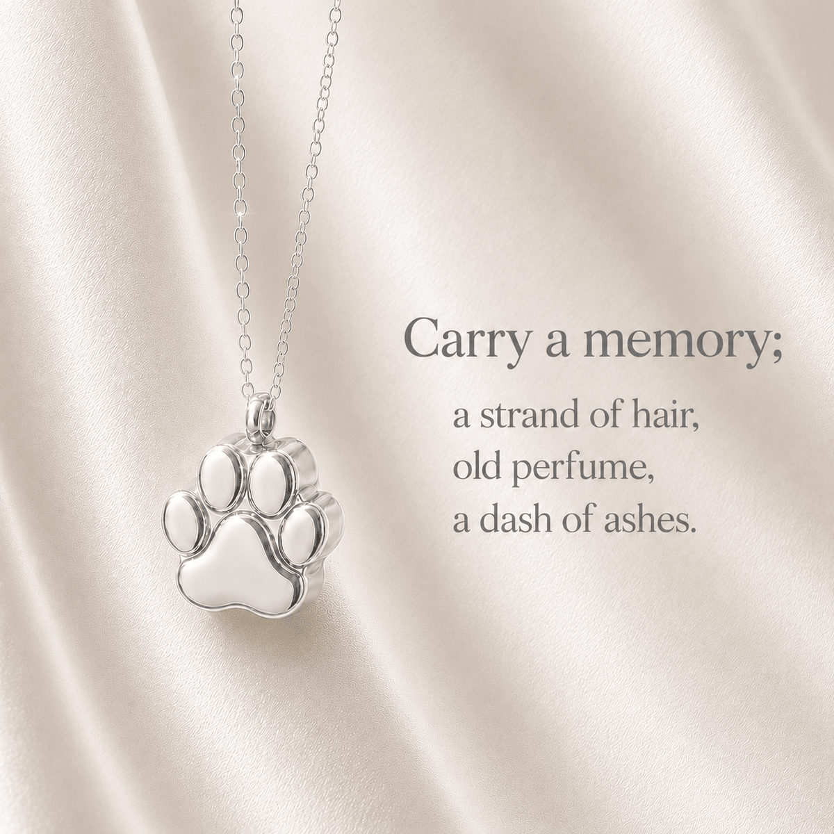 Paw Print Cremation Necklace for Dog & Pet Ashes - GNight Fetcher