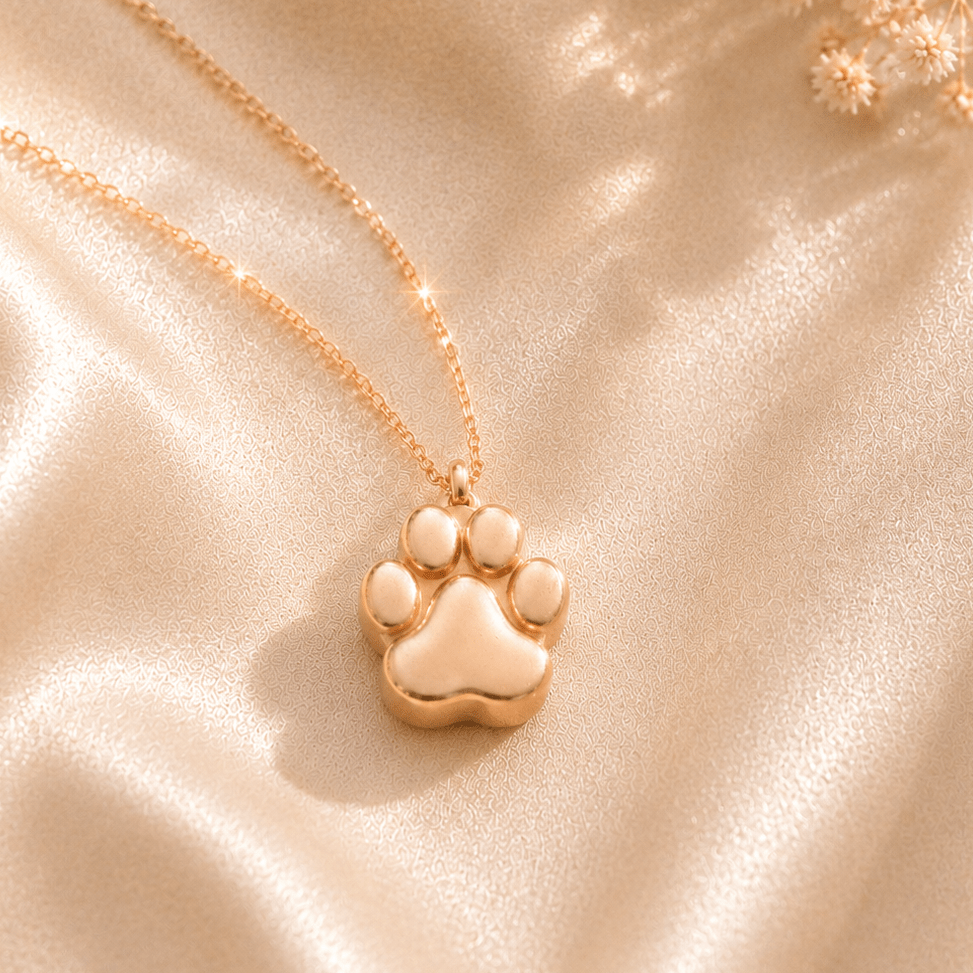 Paw Print Cremation Necklace for Dog & Pet Ashes - GNight Fetcher