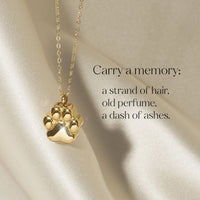 Paw Print - Cremation Necklace for Dog & Pet Ashes - Gold - GNight Fetcher