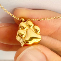 Paw Print - Cremation Necklace for Dog & Pet Ashes - Gold - GNight Fetcher