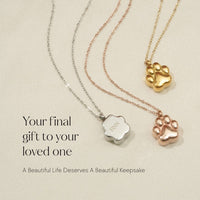 Paw Print - Cremation Necklace for Dog & Pet Ashes - Gold - GNight Fetcher