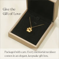 Paw Print - Cremation Necklace for Dog & Pet Ashes - Gold - GNight Fetcher