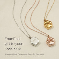 Paw Print - Cremation Necklace for Dog & Pet Ashes - Rose Gold - GNight Fetcher