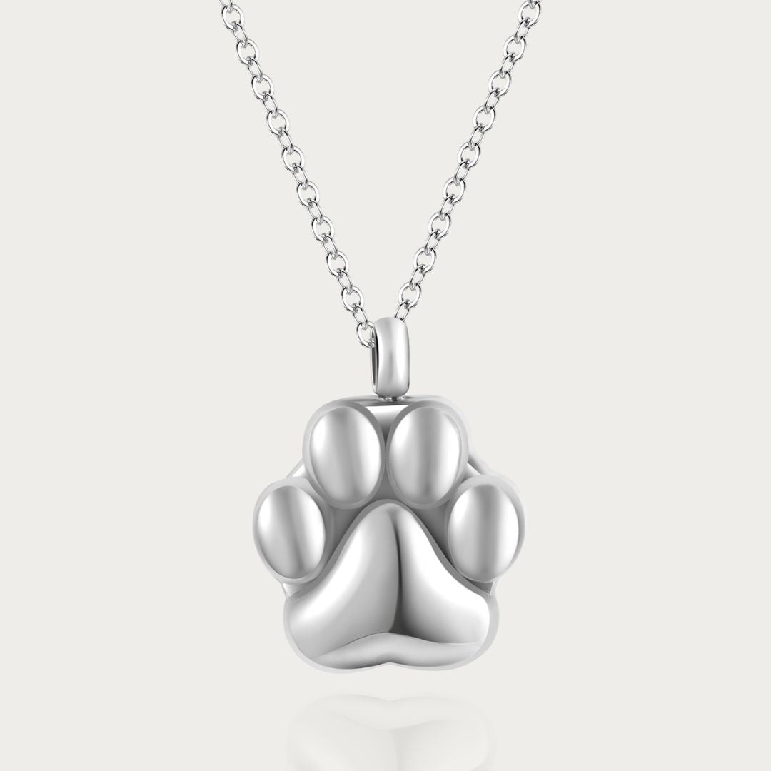 Paw Print - Cremation Necklace for Dog & Pet Ashes - Rose Gold - GNight Fetcher