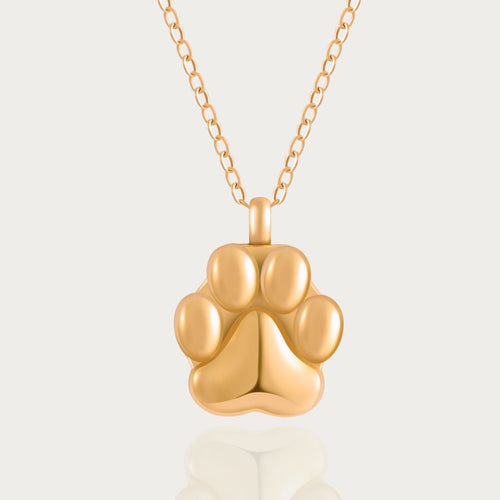 Paw Print - Cremation Necklace for Dog & Pet Ashes - Rose Gold - GNight Fetcher