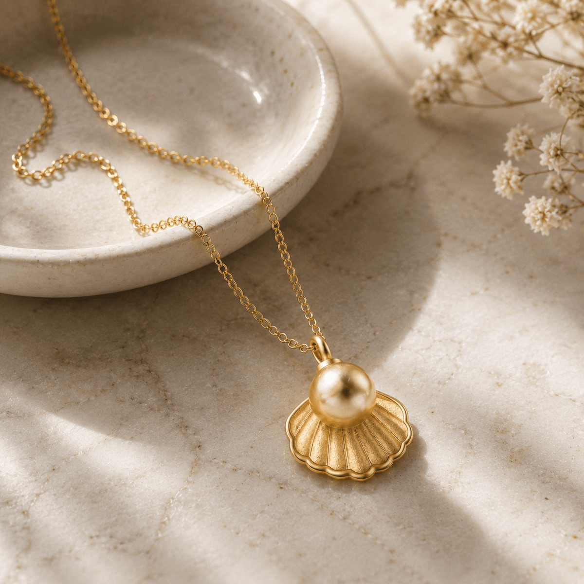 Pearl Cremation Necklace for Dog & Pet Ashes - Rose Gold - GNight Fetcher