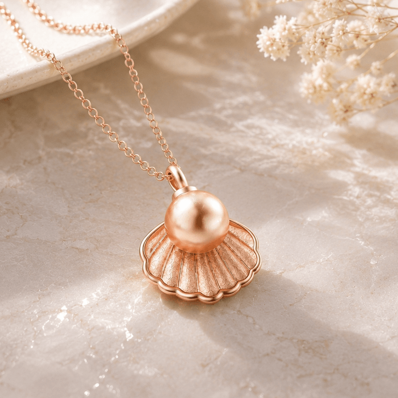 Pearl Cremation Necklace for Dog & Pet Ashes - Rose Gold - GNight Fetcher
