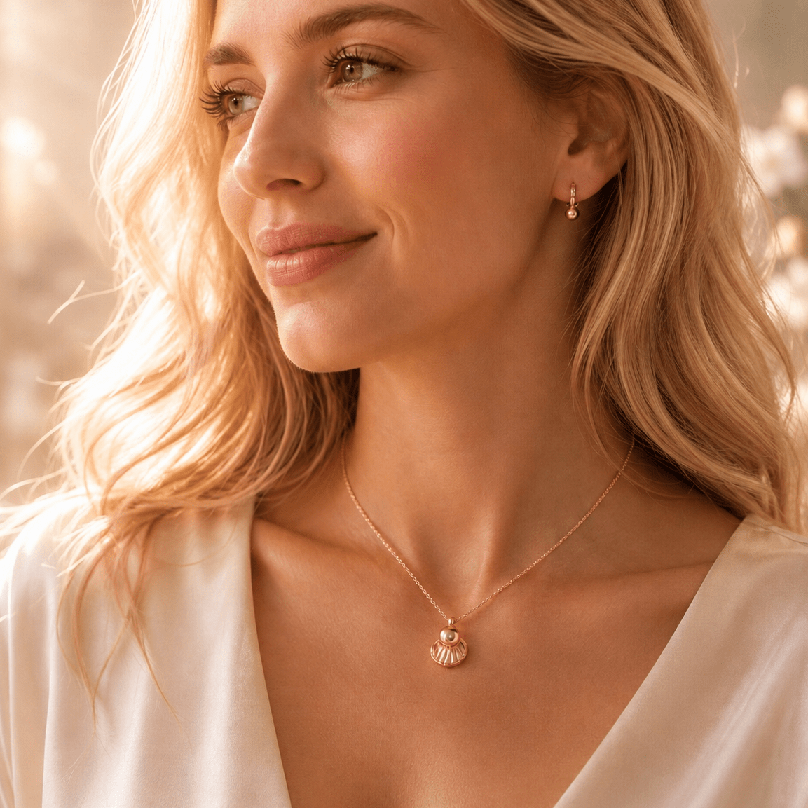 Pearl Cremation Necklace for Dog & Pet Ashes - Rose Gold - GNight Fetcher
